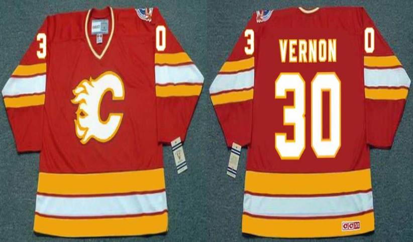 2019 Men Calgary Flames #30 Vernon red CCM NHL jerseys